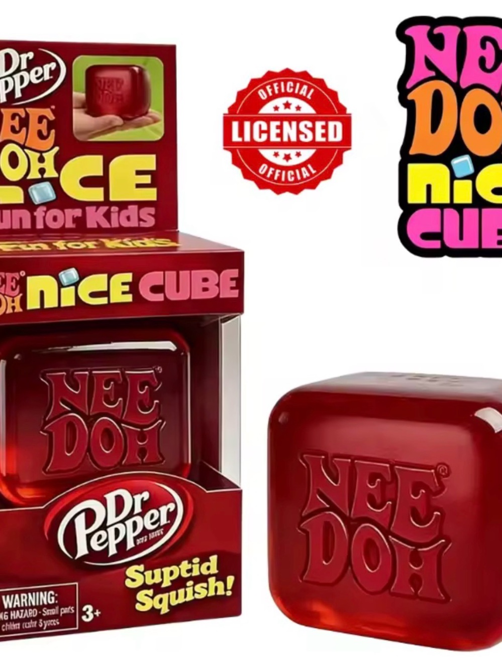 NeeDoh Red Nice Cube - Squeezable Kids Toy